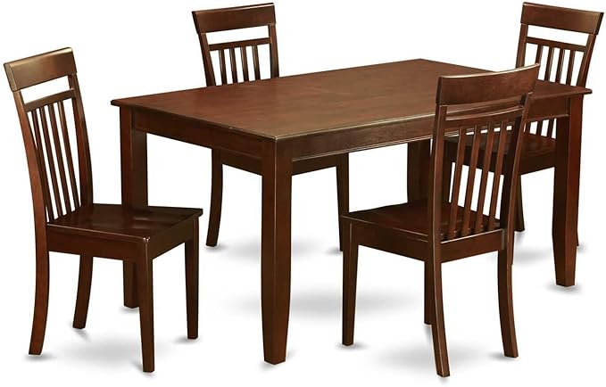 HomeStock 7-Piece Dining Set with Rectangle Solid Wood Table (36x60 Inch) and 6 Kitchen Chairs in Mahogany, Classic Dining Set for Your Home
