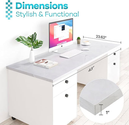 Kaboon 43x24 inches Tabletop, Solid One-Piece Desktop for Sit Stand Desk, Double Desks, L Desk DIY,Wood Countertop Home or Commercial Use,1 inch Thick, White Rock,23.62" D x 43" W