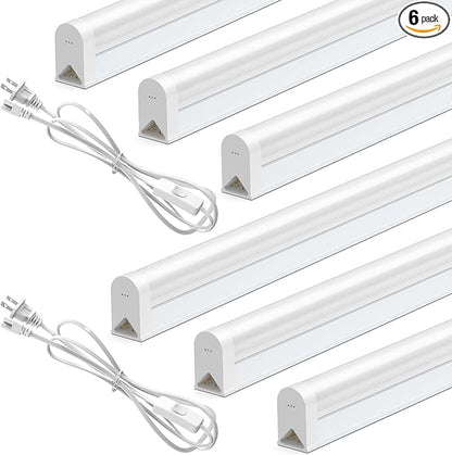 SHINESTAR 6-Pack LED Shop Lights, 4FT, 6500K Super Bright White, 18W 1800LM, T5 Utility Light Fixture for Garage, Ceiling and Under Cabinet, Corded Electric with ON/Off Switch