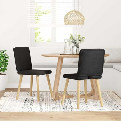Modern Dining Chairs Set of 2 Black Fabric Upholstered Kitchen Chairs with Metal Wood Frame Comfortable Seating for Dining Room Living Room Bedroom