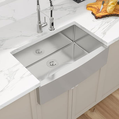 Sarlai 33 Farmhouse Sink Stainless Steel - 33x21 Inch Kitchen Sink Apron Front Stainless Steel 16 Gauge Single Bowl Kitchen Farm Sinks Basin