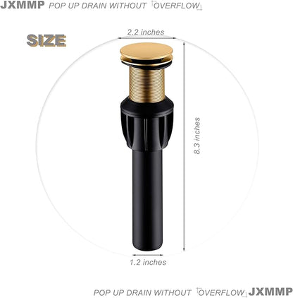 Brushed Brass Vessel Sink Faucet with Pop Up Drain and Supply Lines, Stainless Steel Brass Tall Bathroom Faucet Single Hole, JXMMP Gold Bathroom Faucet for Bowl Sink 1 Hole, JXM1001BTG