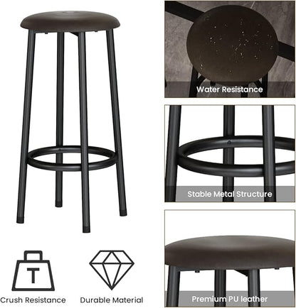 AWQM 47.2" Bar Table Set of 2,Faux Marble Pub Height Table and Chairs Set of 2 with Upholstered Stools,3 Piece Bar Table and Chairs Set Dining Table Set for Living Room,Kitchen,Bar,White & Brown