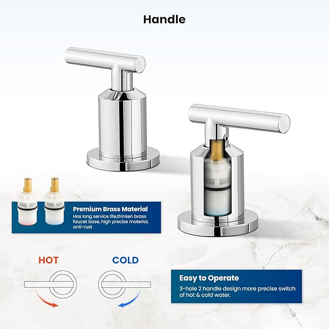 gotonovo 8 Inch Widespread Bathroom Sink Faucet 3 Hole 2 Handles Lavatory Basin with Pop Up Drain with Hot and Cold Mixer Valves Vintage Polished Chrome