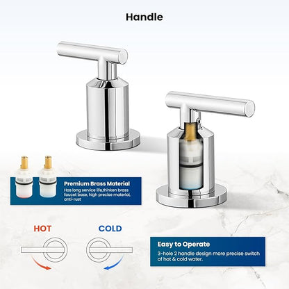 gotonovo 8 Inch Widespread Bathroom Sink Faucet 3 Hole 2 Handles Lavatory Basin with Pop Up Drain with Hot and Cold Mixer Valves Vintage Polished Chrome