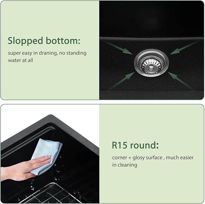 18x18 Outdoor Kitchen Sink Undermount Black Granite Composite Bar Prep Workstation Sink Black Granite Composite Quartz Single Bowl Rv Camper Small Outdoor Sinks with Cutting Board
