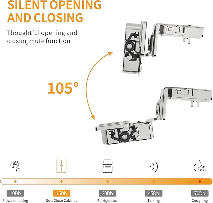 Chibery 10 Pack 1-5/16" Overlay 4D Soft Close Concealed Hinges for Face Frame Door, Adjustable Closing Speed, Smooth Slow Self Close Hinges, Satin Nickel, 105° Open Angle Stainless Steel Cabinet Hinge