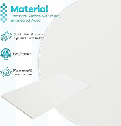 Kaboon 48x18 inches Tabletop, Solid One-Piece Desktop for Sit Stand Desk, Double Desks, L Desk DIY,Wood Countertop Home or Commercial Use,1 inch Thick, White