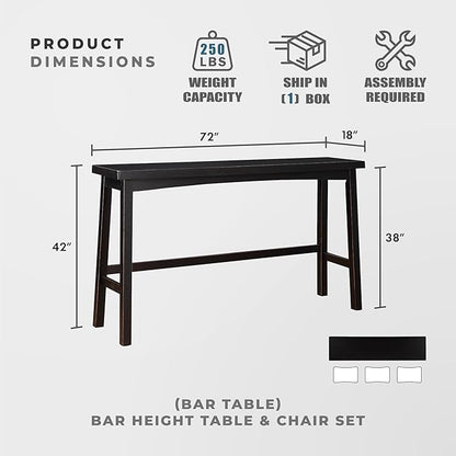 Lexicon Bar Table Set for 3, Small Kitchen Table Set Kitchen Island Table with 3 Saddle Bar Stools, 4 Piece Dining Table Set for Breakfast Nook, Living Room, Apartment, Pub Height, Black