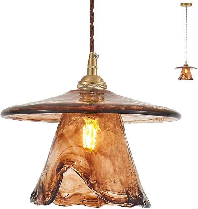 YLONG-ZS Vintage Pendant Light,Glass Kitchen Island Light Fixtures,Modern Brass Gold Hanging Lights for Kitchen Island,Dining Room,Bedroom,Living Room
