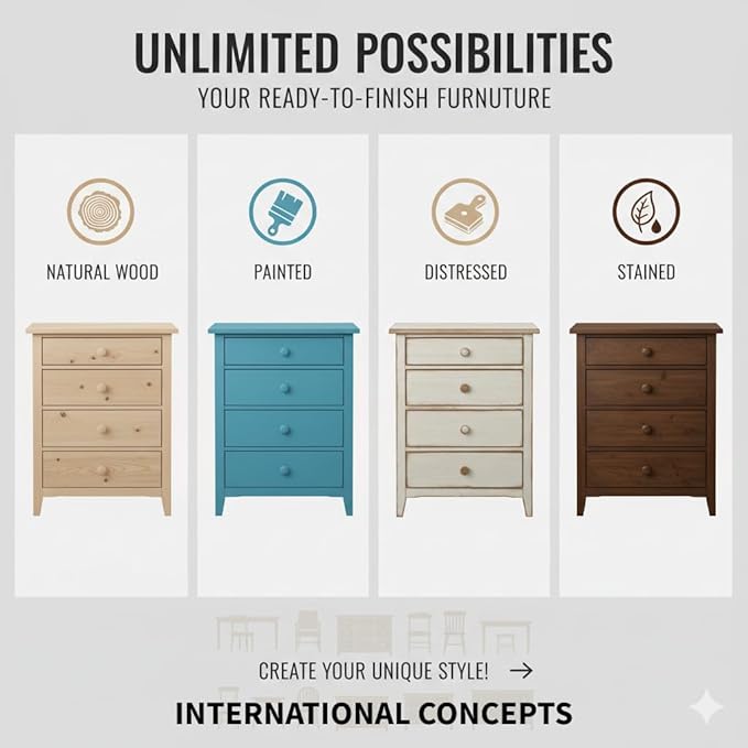 IC International Concepts, Kitchen Trolley, Solid Wood, Real Parawood, 15" W x 15" D x 33" H, 50 lbs/Shelf wt. Capacity, Easy Assembly, DIY, Paint or Stain Your Way, Unfinished