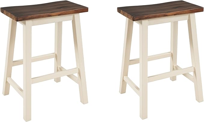 Dining Table Set, 3-Piece 42" Rubber Wood Kitchen Island Set, Dining Table with Drawer/Towel Rack/2 Stools, Suitable for Small Place (Walnut+Cream+3-Piece)