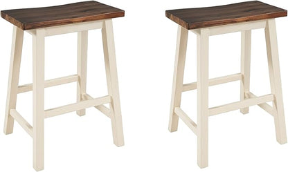 Dining Table Set, 3-Piece 42" Rubber Wood Kitchen Island Set, Dining Table with Drawer/Towel Rack/2 Stools, Suitable for Small Place (Walnut+Cream+3-Piece)