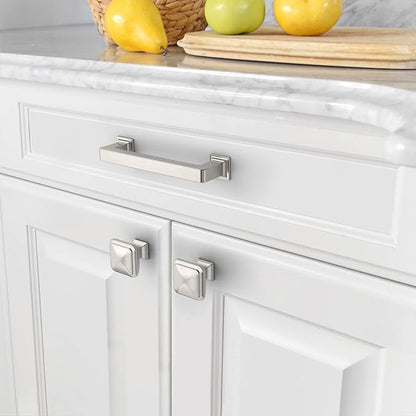Amerdeco 10 Pack Brushed Satin Nickel Cabinet Pulls 3 Inch(76MM) Hole Centers Kitchen Cabinet Handles Cabinet Hardware Kitchen Handles for Cabinets Cupboard Handles Drawer Pulls ZH0019