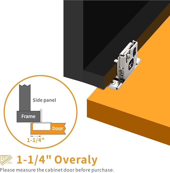 Chibery 60 Pack 1-1/4" Overlay 3D Soft Close Concealed Hinge for Face Frame Door, Smooth Slow Self Closing Hinges, Satin Nickel, Hidden 105° Open Angle Stainless Steel Hinge for Kitchen Cabinet Door