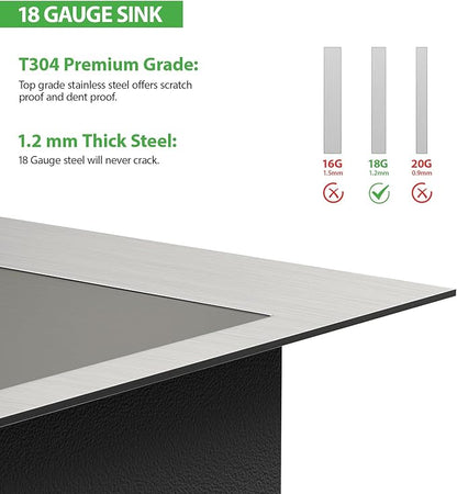 22 Inch Laundry Sink Drop In Laundry Utility Skins16 Gauge Stainless Steel Single Bowl Sink 12" Deep Single Bowl Laundry Room Sinks 22x22x12