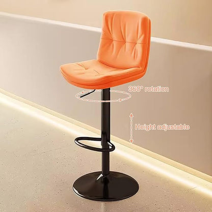 Counter Height s with Back, Faux Leather Adjustable Chairs for Kitchen Island,Orange-Black Leg