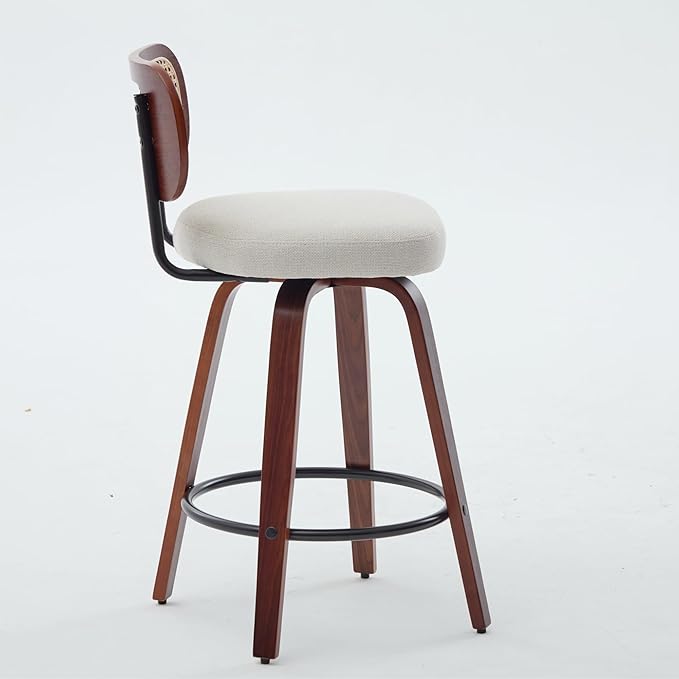 Modern Dining Chairs, Mid-Century Upholstered Kitchen Table and Chairs for Dining Room, Sturdy Stable Swivel Side Chairs with Easy Assembly for Kitchen Island, Bar, Counter or Living Room,Beige-Foam-s