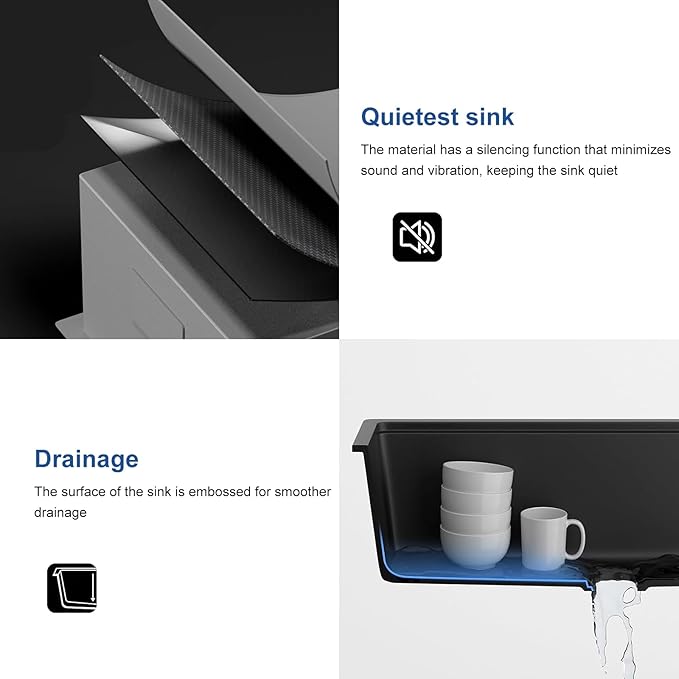 Black Kitchen Sink, 32 Inch Stainless Steel 32''×18'' ×9'' Undermount Single Bowl Workstation Black Kitchen Sink with Accessories