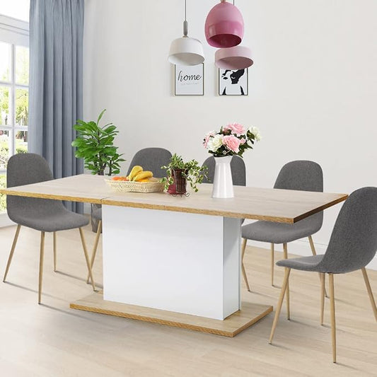 Extensible Dining Table 4-8P Seat Wooden Top Kitchen Island Meal Desk Home Office Restaurant Furniture
