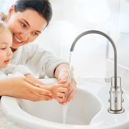 Midanya 8 inch Widespread Bathroom Sink Faucet,Modern Waterfall 3 Hole 2 Handles Bathroom Faucet 8" Vanity Faucets with Pop Up Drain and Water Supply Lines,Brushed Nickel