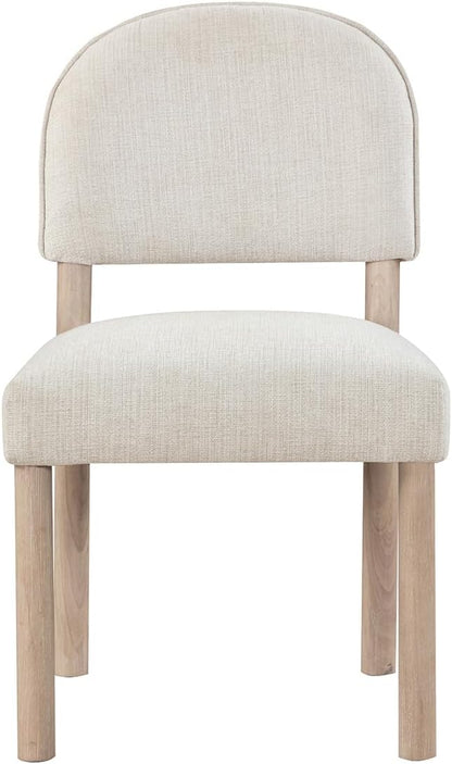 Farmhouse Dining Chairs Set of 2 - Upholstered Mid Century Armless Side Chairs with Back, Durable Polyester Fabric for Kitchen Island, Living Room, Restaurant