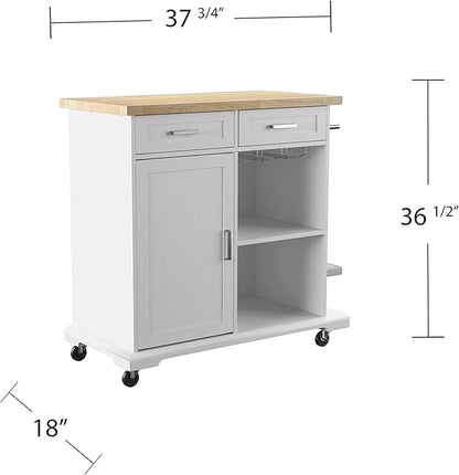 SEI Furniture Warkin Rolling Kitchen Island w/Storage
