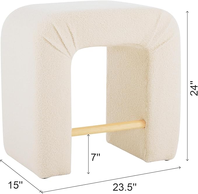 24''Boucle Stool Set of 2,Dining Chairs for Home Kitchen Island,Cream