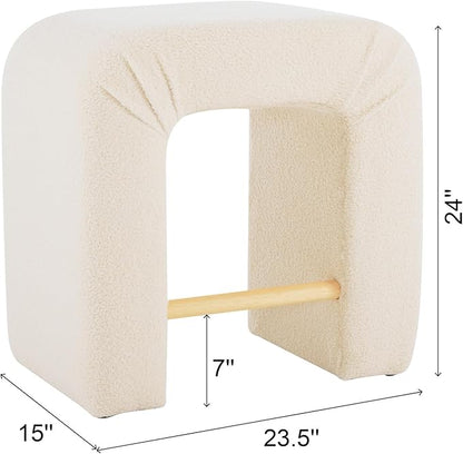 24''Boucle Stool Set of 2,Dining Chairs for Home Kitchen Island,Cream