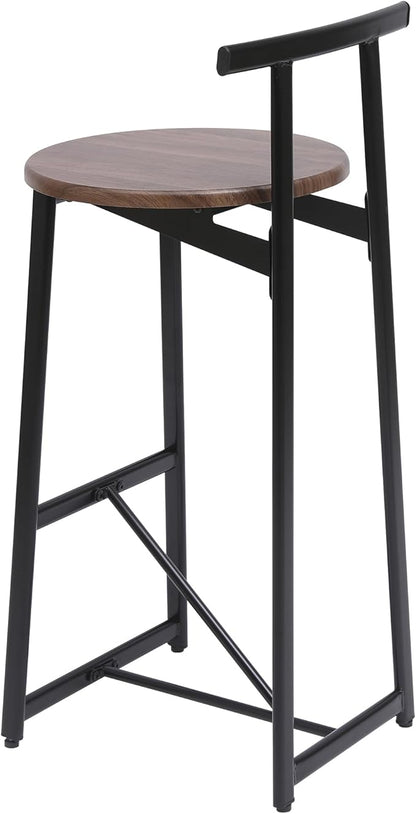 3-Piece Counter Height Bar Stool Set - Armless Back Stools for Kitchen Island (Walnut Brown + MDF + Modern)