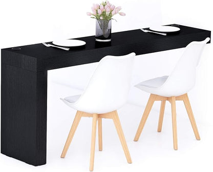 Mobili Fiver, Evolution Dining Table 70.9 x 15.7 in, with Wireless Charger, Ashwood Black with One Leg, Made in Italy