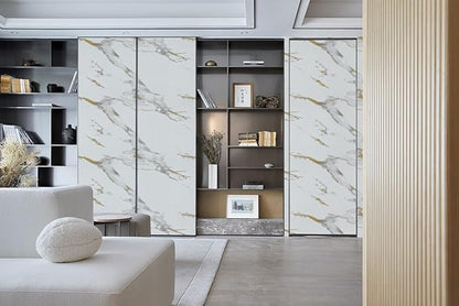 Abyssaly Marble Contact Paper White Gold Granite Peel and Stick Wallpaper for Countertop Self-Adhesive Thickening Wall Paper for Kitchen Bathroom and Furniture (15.7" x 118")
