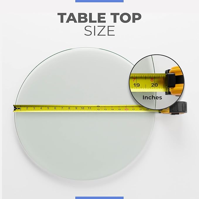 20 Inch Round Clear Tempered Glass Table Top with 1/2" Thick Flat Polished Edges for Dining, Coffee Table, or Office Use