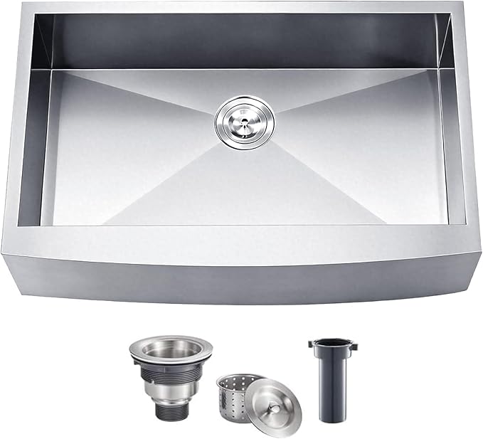 SHACO 33 Inch Stainless Steel Farmhouse Sink, 33x21 Apron Front Farm Sink, 9 Inch Deep 16 gauge Commercial Single Bowl Kitchen Sink