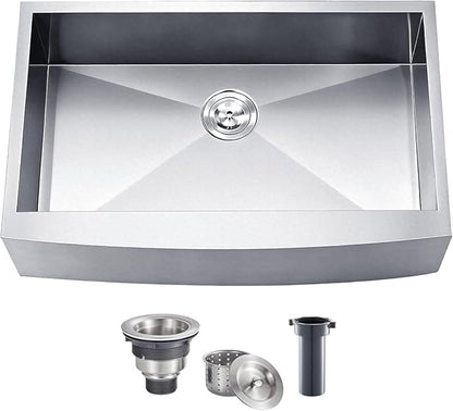 SHACO 33 Inch Stainless Steel Farmhouse Sink, 33x21 Apron Front Farm Sink, 9 Inch Deep 16 gauge Commercial Single Bowl Kitchen Sink