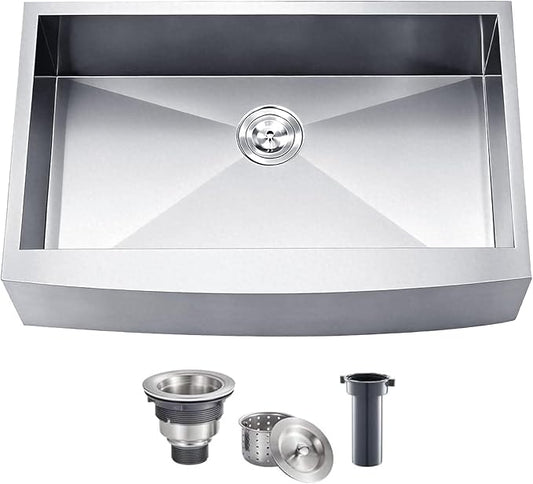 SHACO 33 Inch Stainless Steel Farmhouse Sink, 33x21 Apron Front Farm Sink, 9 Inch Deep 16 gauge Commercial Single Bowl Kitchen Sink