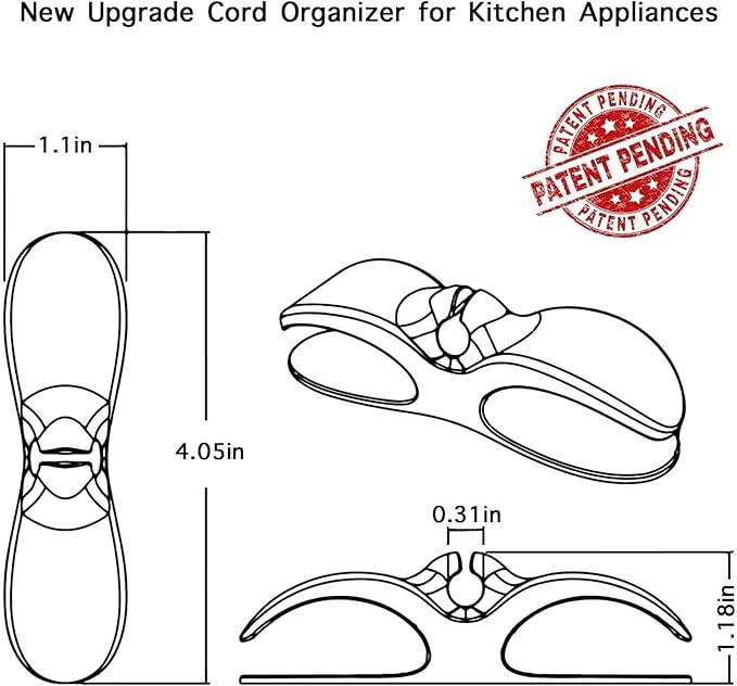 Cord Organizer for Kitchen Appliances - Clear Cable Wrapper Holder Winder Keeper Wrap, Stick On Mixer