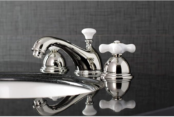 Kingston Brass KS3967PX 8 in. Widespread Bathroom Faucet, Brushed Brass, 18.38 x 9.94 x 1.75