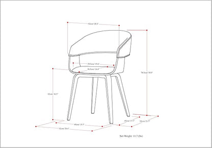 SIMPLIHOME Lowell Dining Chairs - Upholstered Light Natural Oak Bentwood Frame and Linen-Style Fabric Kitchen Chair in Blue, Modern Dining Room Seating with Curved Back and Padded Seat