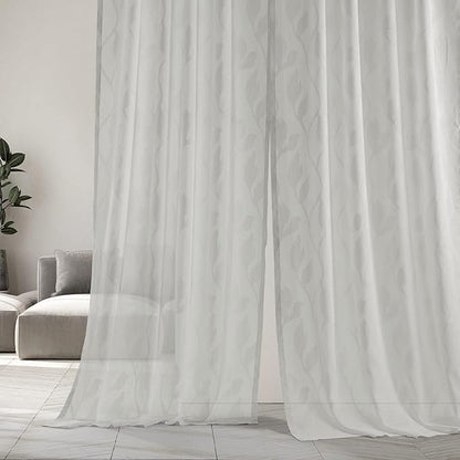 HPD Half Price Drapes Patterned Linen Sheer Curtains For Living Room 50 X 96 (1 Panel), Rod Pocket Window Curtains for Bedroom, Avignon Vine