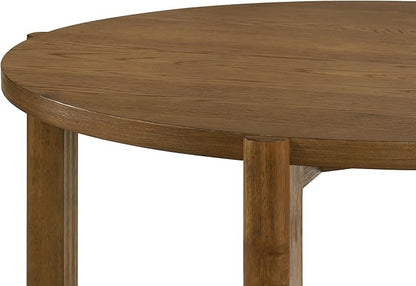 Round Dining Table Mid-Century Modern Wood Table with Cross Sled Base Sturdy Kitchen Dining Table Practical