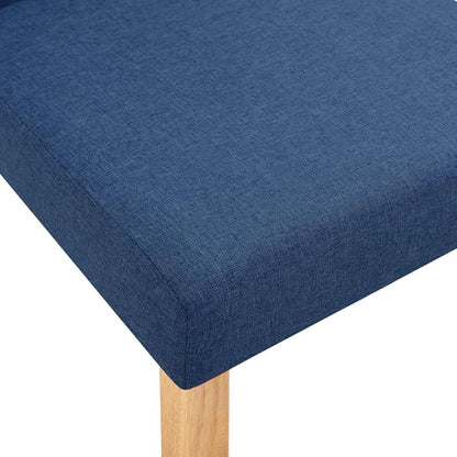 Set of 4 Blue Fabric Dining Chairs with Natural Rubber Wood Legs – Ergonomic Tufted Cushion, Durable Construction for Kitchen Dining Room Indoor Seating