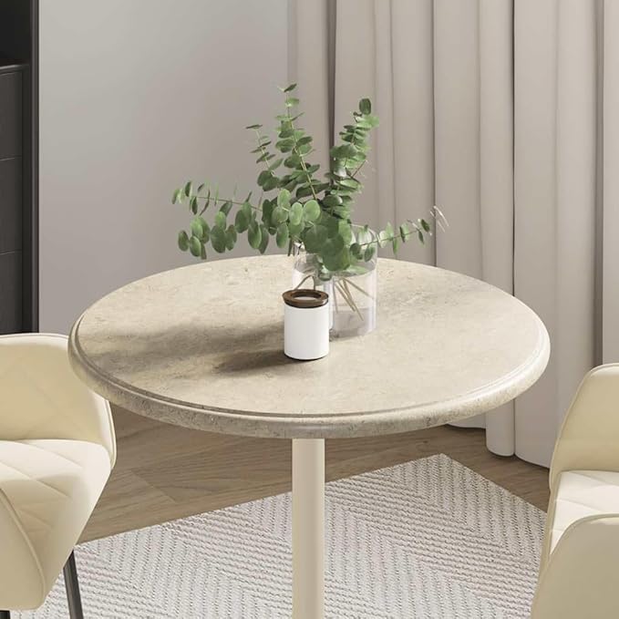 Gray Marble Table Top 23.6 inch Round Polished Dining Room Coffee Countertop for Indoor Outdoor Patio RV Replacement Tabletop