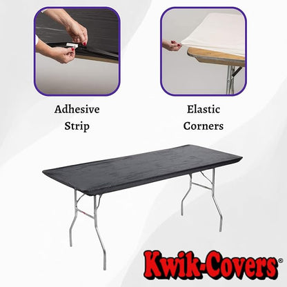 Kwik-Covers 8' Rectangular Plastic Table Covers 30" x 96" (8 Feet), (10 Pack, Black)