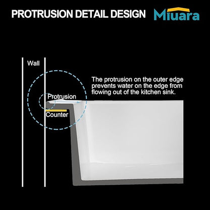 Miuara White Kitchen Sink Drop In 33 Inch 1 Hole - Topmount Fireclay Sink Drop In 33x22, Heavy Duty Large Deep Single Bowl, with 2 Custom Accessories, Glossy White, for Kitchen