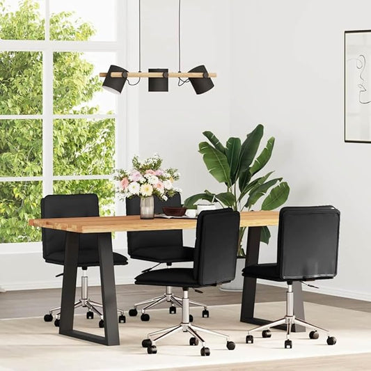Modern Height-Adjustable Dining Chairs Set of 4 Faux Leather Black 18.9-22 in Seat Contemporary Kitchen Accent Seating for Dining Room Living Area Guest Hall