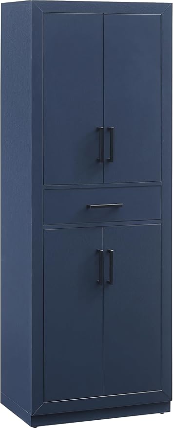 Crosley Furniture Isla Modern Kitchen Storage Pantry Cabinet with Shelves, Dining or Laundry Room, Navy