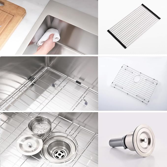 20 inch Drop In Bar Sink - VOKIM 20"x 19" Drop In Kitchen Sink Stainless Steel Top Mount Sink Single Bowl Handmade Small Bar sink with Accessories
