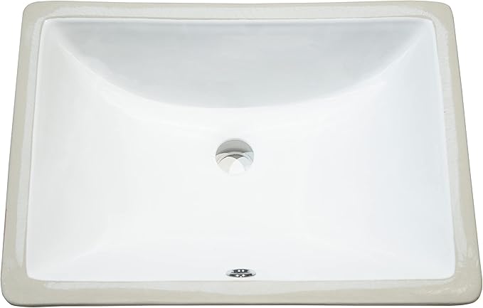 MSI 18.5” (L) x 13.75” (W) x 8.0” (H) Rectangle Porcelain Ceramic Undermount Bathroom Vanity Vessel Sink, White