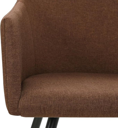 Modern Brown Dining Chairs Set of 4, 100% Polyester Fabric & Matte Black Metal Frame, 24.4" Seat Depth, Ergonomic Arm Accent Seats for Kitchen Dining Room Living Spaces